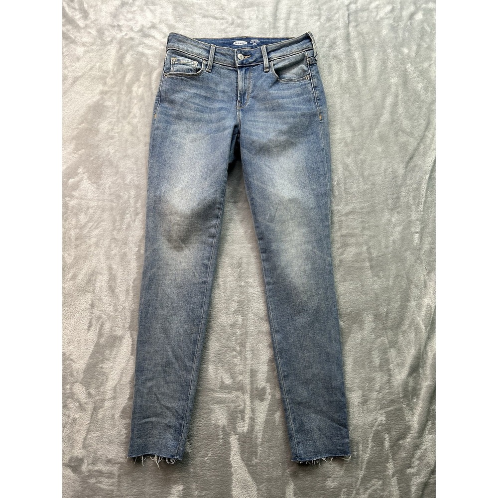 Old Navy Womens Sz 2 Blue Jeans Rockstar Super Skinny Stretch Mid Rise Ankle
